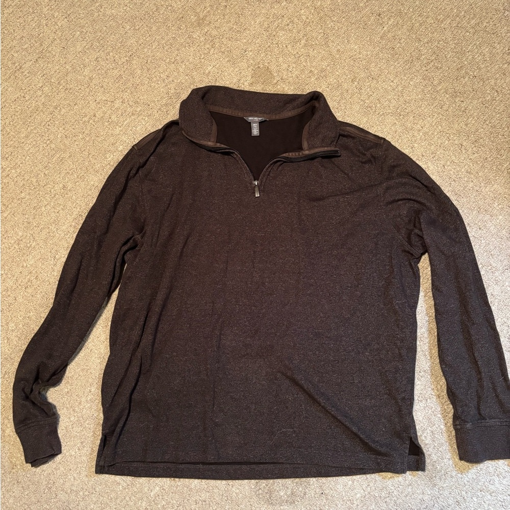 Van Heusen Men's Dark Brown Quarter-Zip Pullover